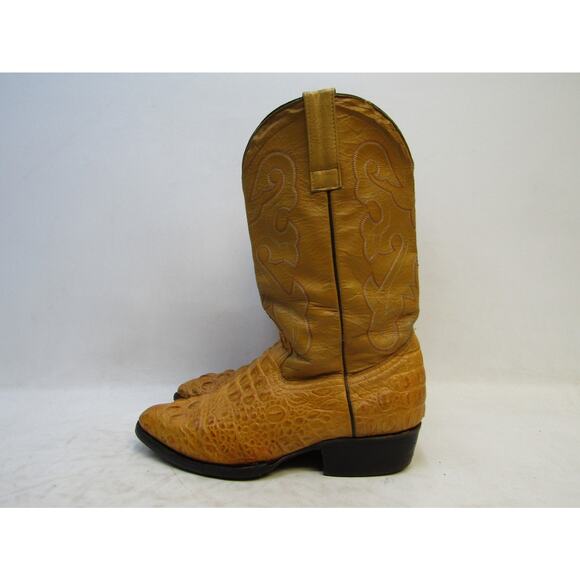 Mens Size 9.5 D Orange Leather Alligator Cowboy Western Boots - Picture 1 of 11